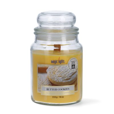 Candle jar 510g Vanilla Butter Cockies with Natural Wood Wick, Made in Italy
