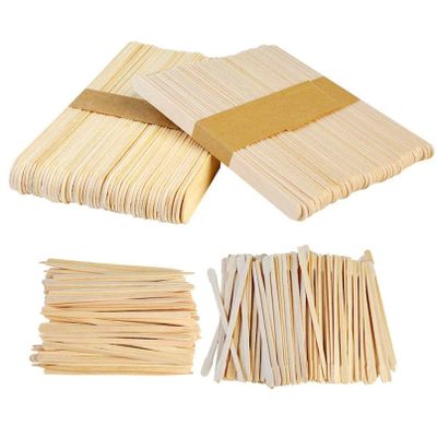 200pcs Wooden Wax Sticks Wax Spatulas Wax Applicator Craft Sticks for Hair Body Eyebrow Removal, 4 Style