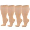 Wide Calf Compression Socks for Women Men, 4 Pairs Plus Size Extra Large Size Support Socks Stockings Reduces Swelling & Pain for Nurses Running Pregnant Travel Flight 20-25 mmHg view 1