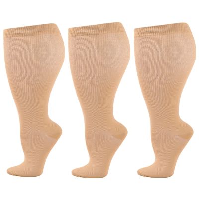 Wide Calf Compression Socks for Women Men, 3 Pairs Plus Size Extra Large Size Support Socks Stockings Reduces Swelling & Pain for Nurses Running Pregnant Travel Flight 20-25 mmHg