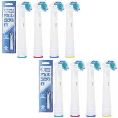 2 x 4 Pack Assorted Everyday Clean Replacement Universal Toothbrush Heads Compatible with All Orab-B Except Pulsonic