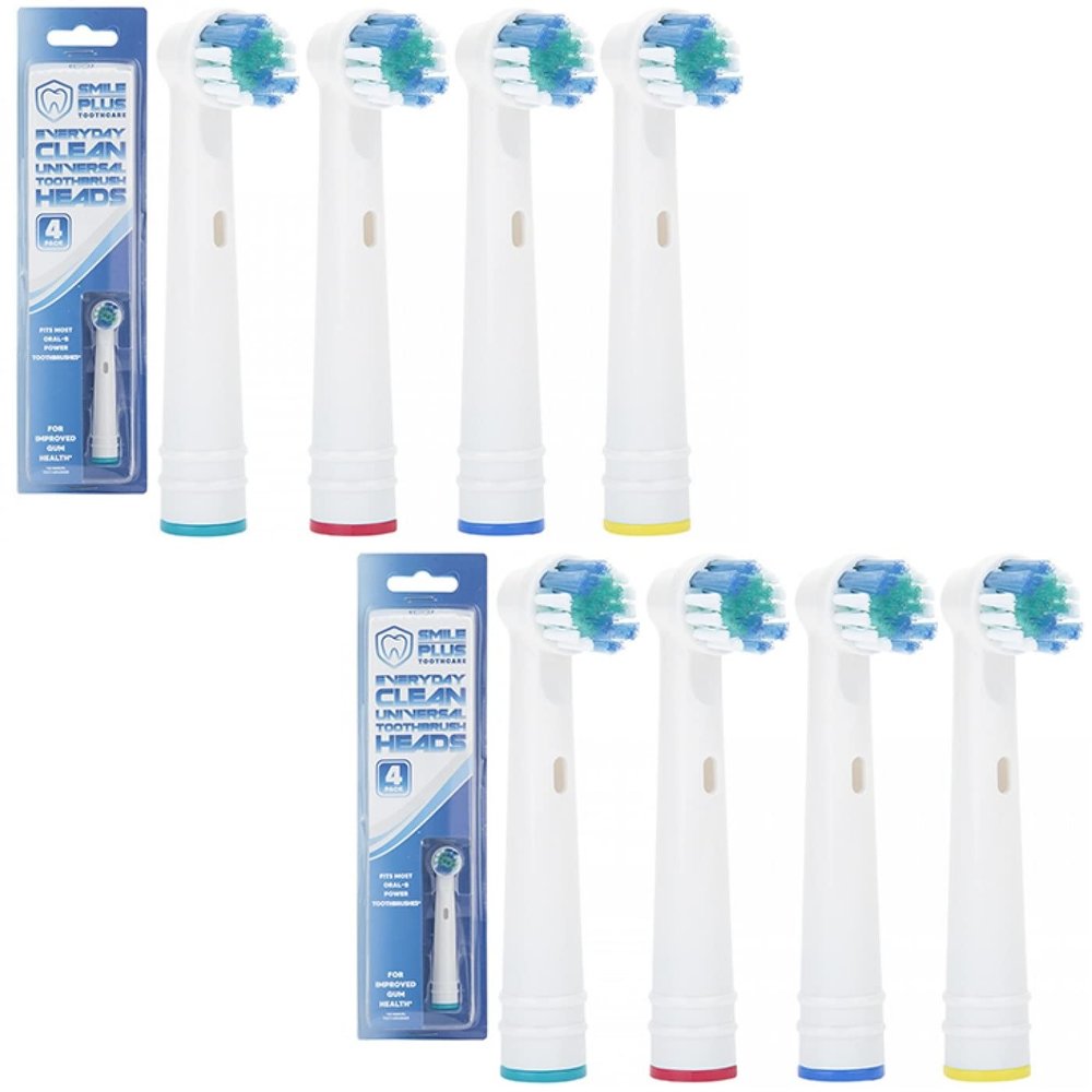 2 x 4 Pack Assorted Everyday Clean Replacement Universal Toothbrush Heads Compatible with All Orab-B Except Pulsonic