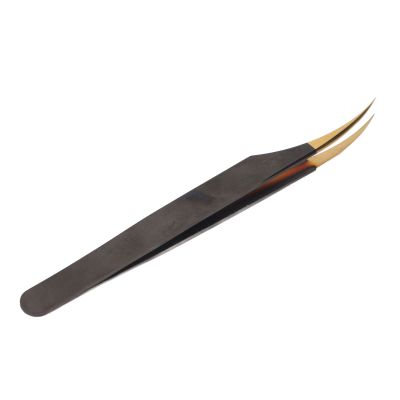 False Lashes Extension Tweezers, Stainless Steel Ergonomic Professional Portable Individual Lashes Tweezers for Home for Beautician (Slight Curved Tweezers)