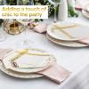 400 Pcs Gold Napkins 3 Ply Cocktail Napkins Folded 5 x 5 Inches Bar Napkins Gold Foil Trim Stripe Disposable Party Napkins Paper Napkins for Wedding Baby Shower Birthday Graduation (White) view 4