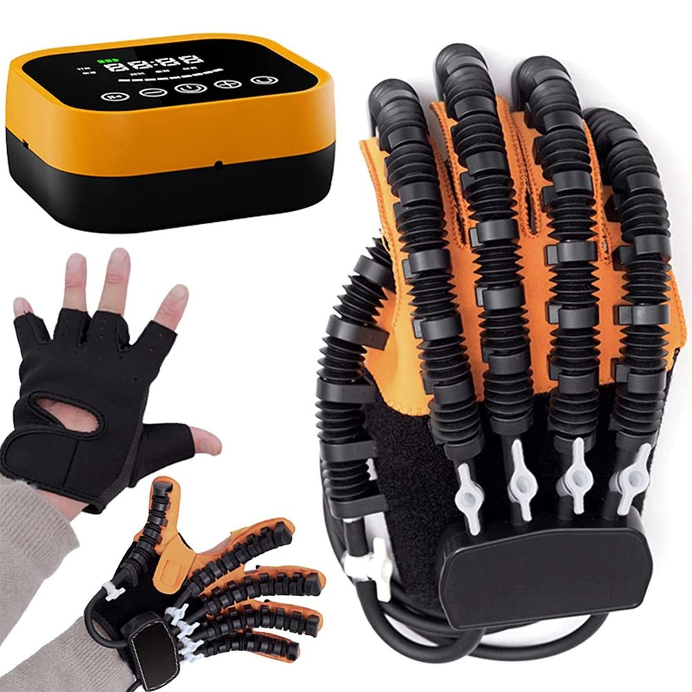 Oiyekntd Rehabilitation Robot Gloves, Stroke Hemiplegia Rehabilitation Training Equipment Finger Orthosis for Hand Dysfunction Patients,L-LeftHand