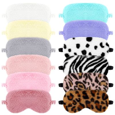 12 Pcs Plush Eye Mask Soft Sleeping Blindfold Sleeping Mask Night Masks for Sleeping Furry Eye Covers for Sleeping Sleep Masks for Girls Women Adults Eye Protection Sleepover Party Favors