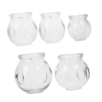 5 Pcs Cupping Face Body Suction Cups Suction s for Body Aoint Fire pign Jar Household Tools Vacuum Full Suits Suite Massage Chinese Glass White