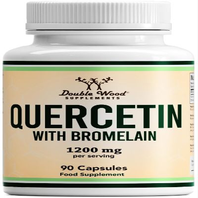 Double Wood Quercetin 1000mg with Bromelain 200mg  90 Vegan Capsules (30 Day Supply)  Immune Support, Antioxidant, Respiratory, Mucus & Allergy Relief  Non-GMO, UK Made