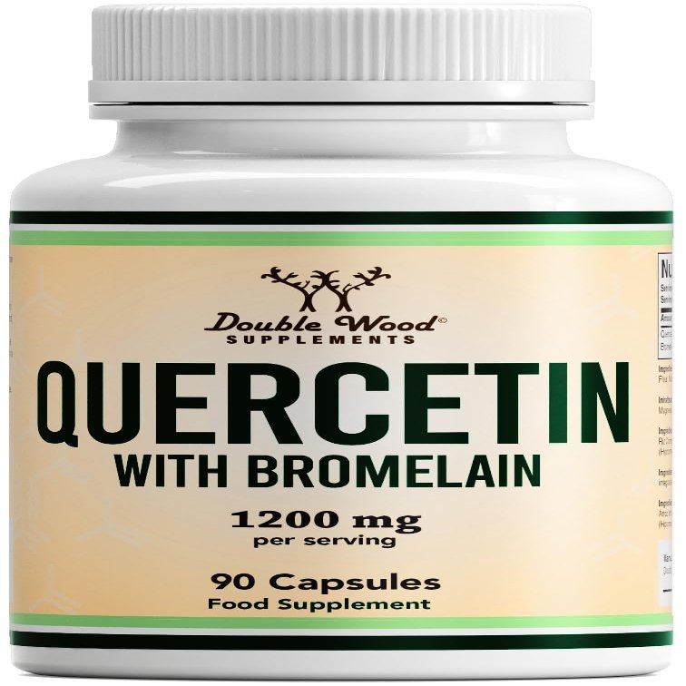 Double Wood Quercetin 1000mg with Bromelain 200mg  90 Vegan Capsules (30 Day Supply)  Immune Support, Antioxidant, Respiratory, Mucus & Allergy Relief  Non-GMO, UK Made