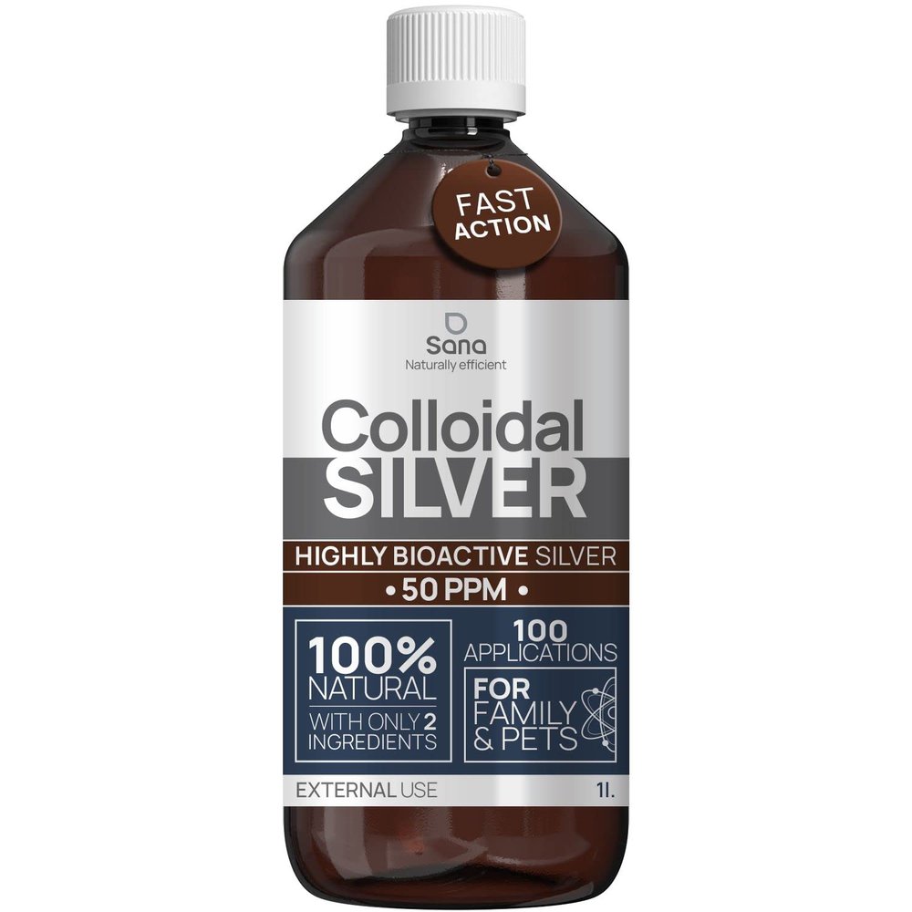 Colloidal Silver 50 PPM 1000 ml For Humans & Dogs Highly Bio Active Hydrosol Silver Water for Best Results Carbon Neutral 100% Natural : 2 Ingredients