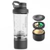 21oz Protein Shaker Bottle with Powder Storage Container-Shaker Cups for Protein Shakes-pre workout bottle-Mixer Cup-Gym Sport Water Bottle -Made with Tritan BPA Free,with Wire Whisk Balls C--Black view 1