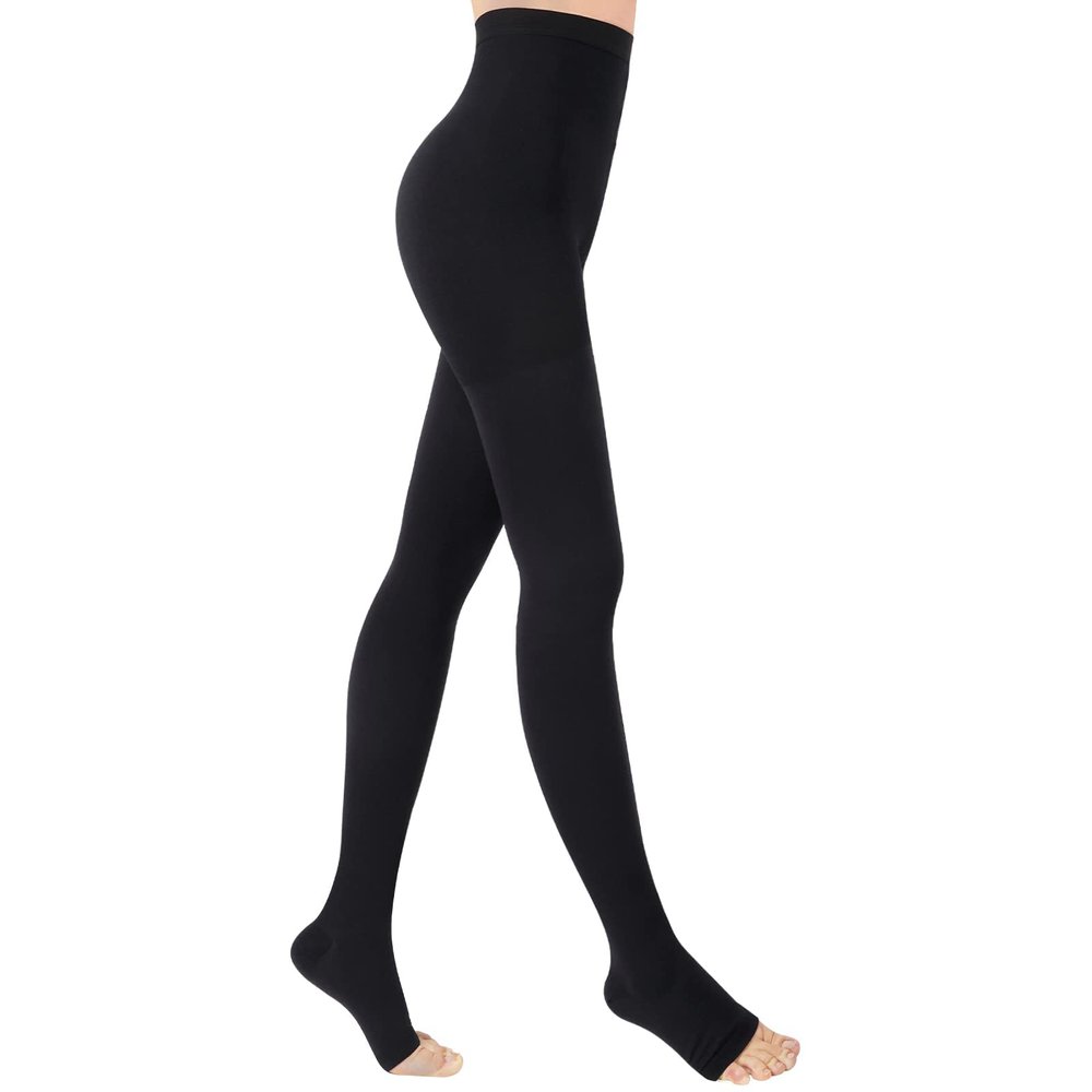Evolyline Medical Compression Tights for Women & Men 20-30 mmHg, Open Toe Compression Pantyhose, Toeless Graduated Support Tights Compression Socks Stockings for Varicose Veins Edema Flight Nursing
