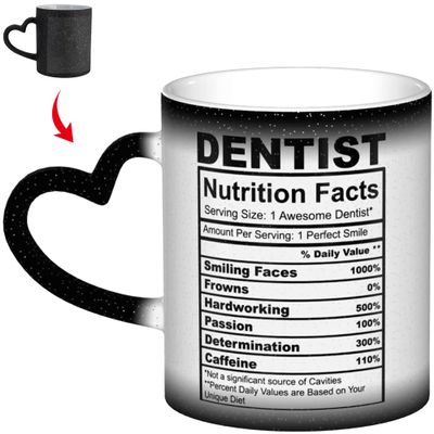 YINGD Dentist Nutrition Facts, Novelty Birthday Valentine's Mother's Day Gifts for Assistant Men Women Doctor, Novelty Coffee