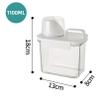 QXPDD Airtight Laundry Detergent Dispenser with Measuring Cup, Clear Laundry Powder Detergent Storage Box, Washing Powder Container Storage Bucket Detergent Box,1100ML view 2