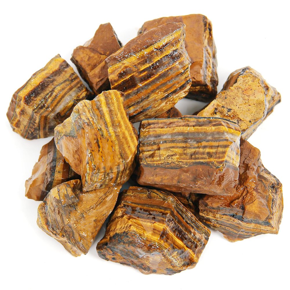 1.1lb Bulk Raw Tiger Eye Stone Rough Crystal-Natural Raw Stones Crystal for Tumbling, Cabbing, Fountain Rocks, Decoration,Polishing, Wire Wrapping, Wicca & Reiki Crystal Healing