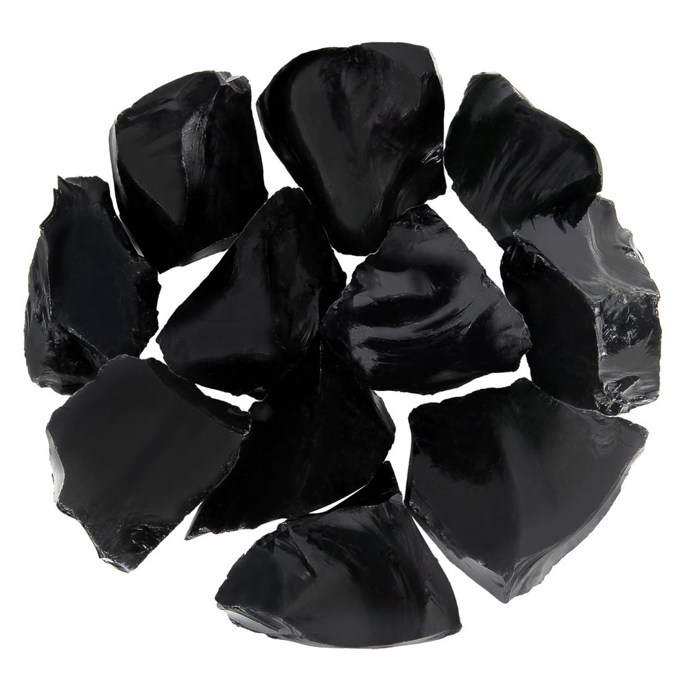 1.1lb Bulk Raw Obsidian Stone Rough Crystal-Natural Raw Stones Crystal for Tumbling, Cabbing, Fountain Rocks, Decoration,Polishing, Wire Wrapping, Wicca & Reiki Crystal Healing
