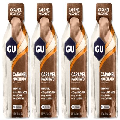 GU Energy Running Gels - 4 Gel Taster Pack - Sports Energy Gels For Running , Cycling, Triathlon (Caramel Macchiato), 32 g