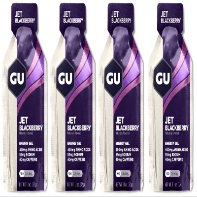 Gu Energy Running Gels - 4 Gel Taster Pack - Sports Energy Gels For Running , Cycling, Triathlon (Jet Blackberry)