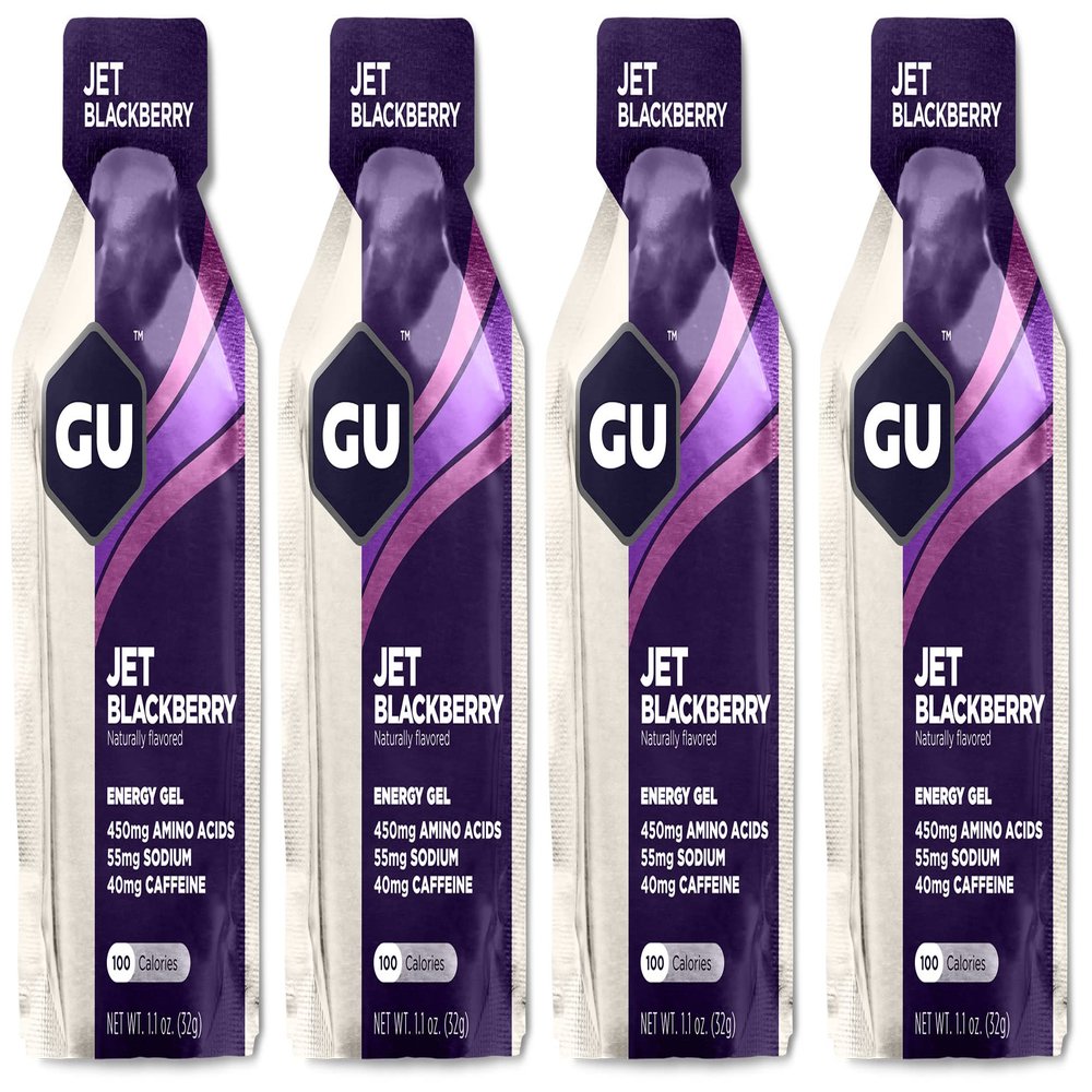 Gu Energy Running Gels - 4 Gel Taster Pack - Sports Energy Gels For Running , Cycling, Triathlon (Jet Blackberry)