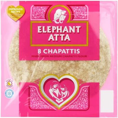 Elephant Atta Chapathis Flour for 8 Chapathis | Pack of 3 | Total 24 Indian Roti | Tortilla | Bigger Pack | Warm it and Ready to Eat | Sold by Essential Products