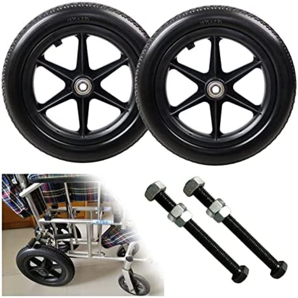 12/300mm Solid Wheelchair Replacement Wheels, Non-Pneumatic Replacement Wheel for Manual Wheelchair, 12 1/2 X 2 1/4 Non-Slip Rubber Wheelchair Wheels,black,30cm(12inch)