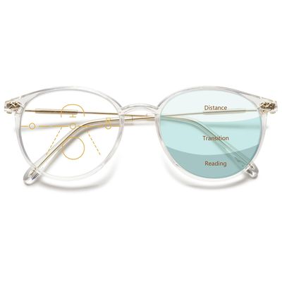 Lanomi Vintage Progressive Multifocal Reading Glasses Women Men Round Blue Light Blocking Eyeglasses Magnifying UV400 Outdoor Computer Reader Clear(Multifocal) 3.0
