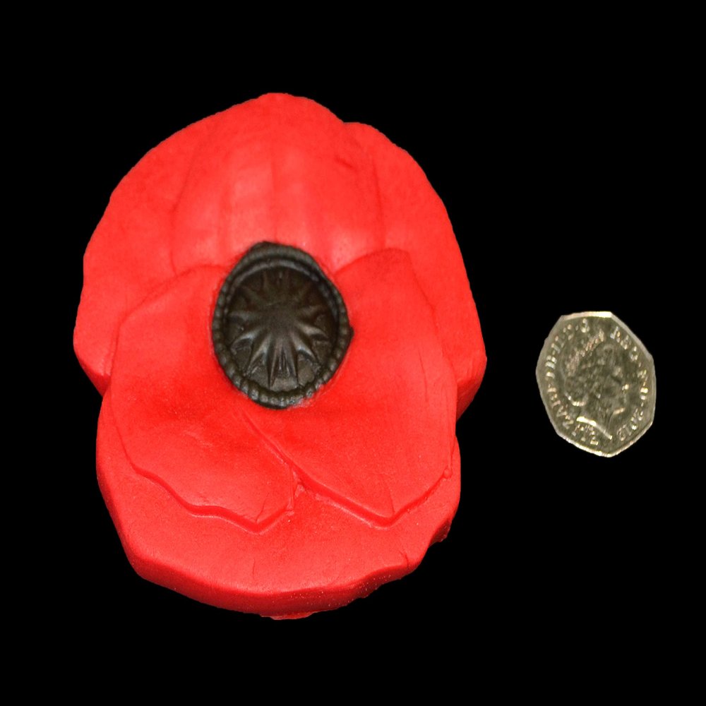 1 x Edible 3D Extra Large 95mm Wide Poppy, 20 colours, toppers, decorations cake, (Red)