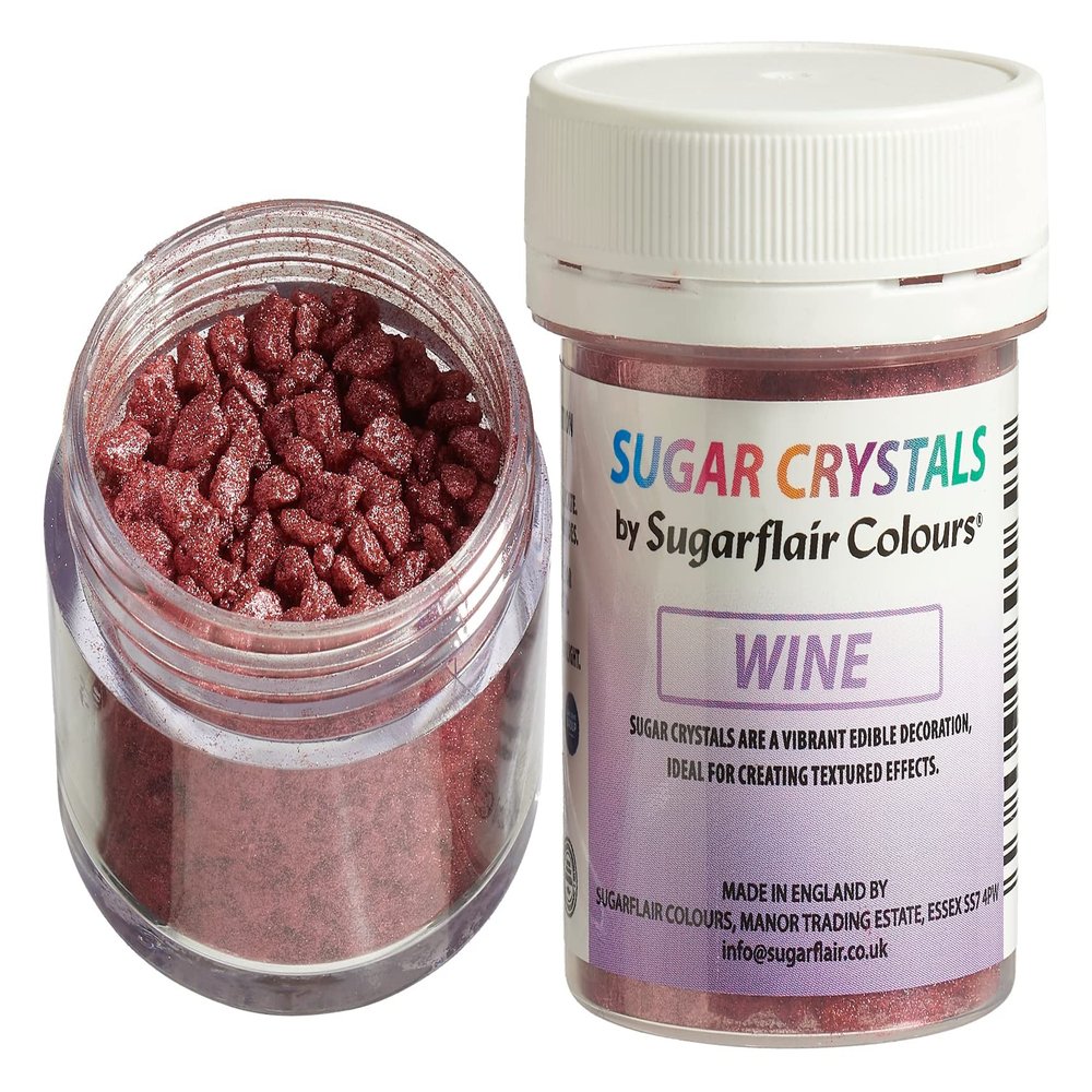 Sugarflair Wine Sugar Crystals For Decorating Cakes, Cupcakes, Donuts, Cookies, Desserts, Ice-Cream And Much More - 40g