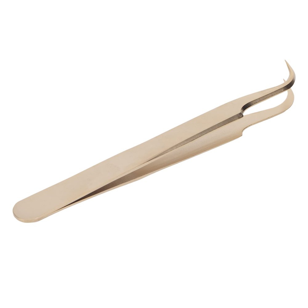 False Lash Extension Tweezer, Stainless Steel Lash Extension Tweezer for Beauty Salon (Curved Tweezers)