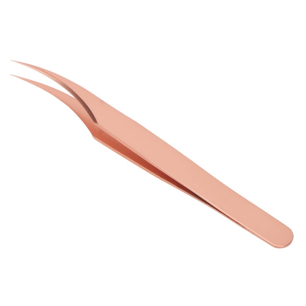 Eyelash Tweezers, Eyelash Extension Tweezers Stainless Steel Tightly Tip Precise for Beauty Salon (Slight Curved Tweezers)