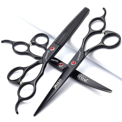 6.5/7/7.5 Zoll Schere Set Salon Professional Friseur Haar Schneiden und Ausdnnen Friseur Spezialschere 440C Edelstahl (7 inches, 3 Pieces-B)