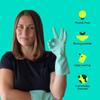 SEEP Eco Large Rubber Kitchen Gloves - 3 Pack - Washing Up Gloves Made Using Compostable Rubber - Multi-purpose Household - FSC & Fair-trade Certified, Turquoise view 3