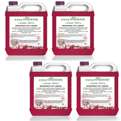easy HYGIENE Luscious RED BERRY 20L WASHING UP LIQUID 4x 5 Litre five Perfumed