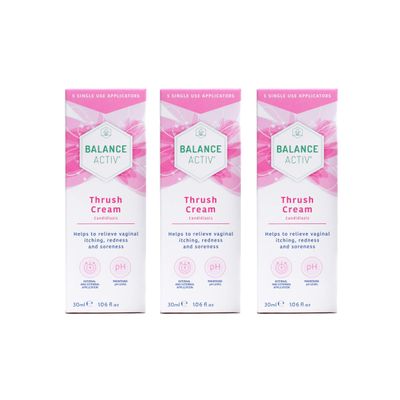 Balance Activ Thrush Cream, Internal & External Use, Works Naturally, Relieves Symptoms & Prevents Recurrence, 5 Applicators, 30 ml, Pack of 3