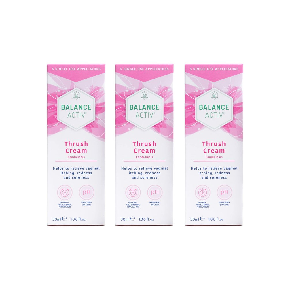 Balance Activ Thrush Cream, Internal & External Use, Works Naturally, Relieves Symptoms & Prevents Recurrence, 5 Applicators, 30 ml, Pack of 3