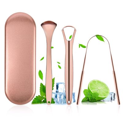 ACWOO Tongue Scraper, 3 Pack Stainless Steel Tongue Cleaners with Travel Case, Tongue Cleaner Tool for Oral Hygiene, Fresh Breath, and Reduce Bad Breath, Reusable Tongue Scrapers for Adults