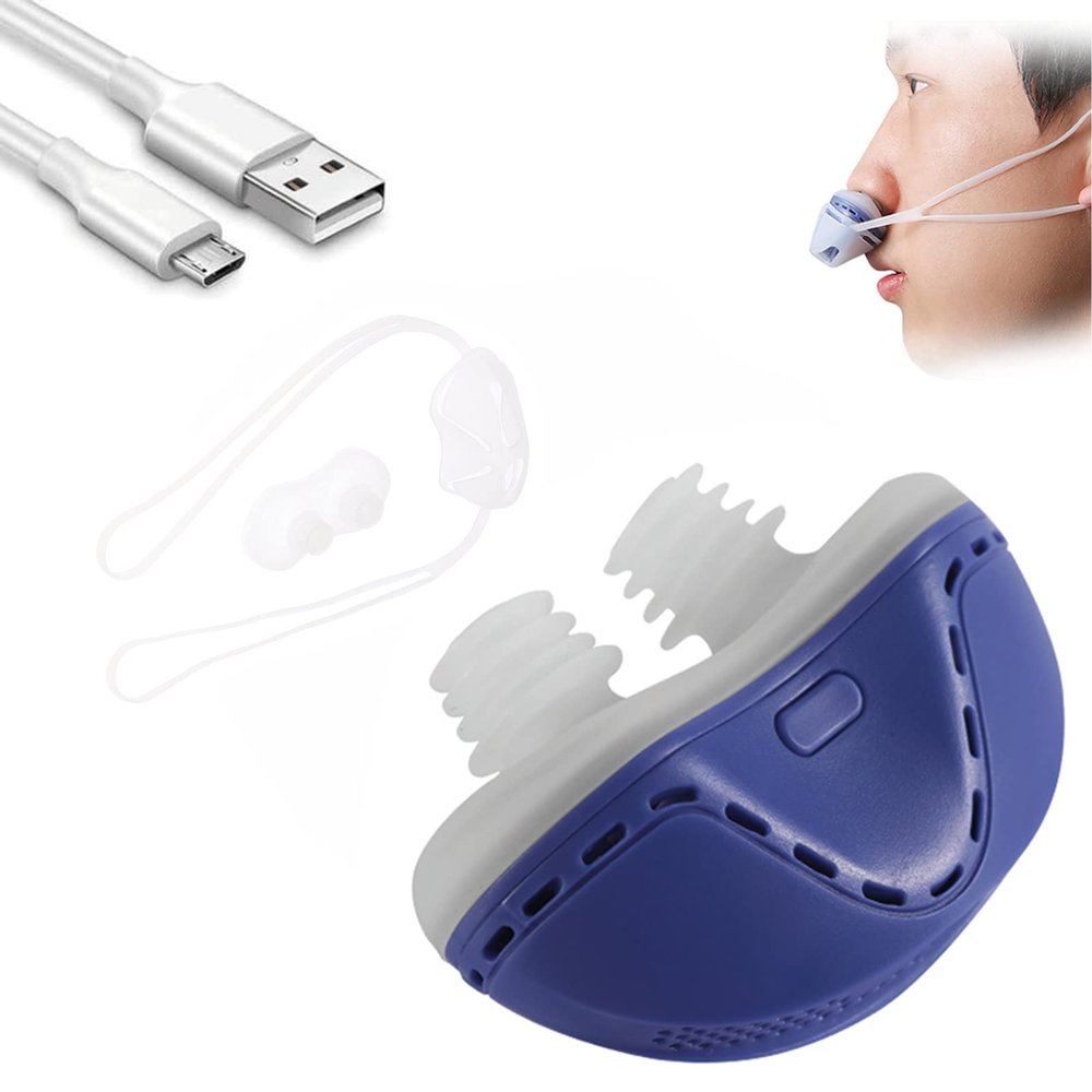DFANCE Electric Anti Snoring Device,Mini CPAP Anti Snoring Electronic Device,Professional Anti Snoring Solution Nose Vents Plugs for Women Men Comfortable Sleeping,Blue