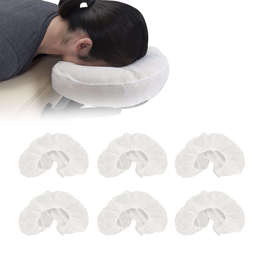 50pcs Beauty Salon Headrest Covers, U Shaped Disposable Elastic Face Rest Pillow Covers, Breathable U Shaped Massage Headrest Cover, for Massage Tables