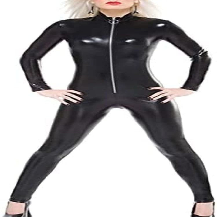 Adult Black Latex Catsuit Fetish Rubber Slim Tight JumpsuitPlus Size Adult Costume Black,White,XS