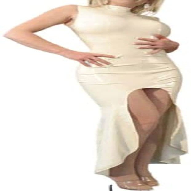 100% Latex Rubber Women Sexy White Long Dress Simple Size S-XXL 0.4 Mm, White,White,M