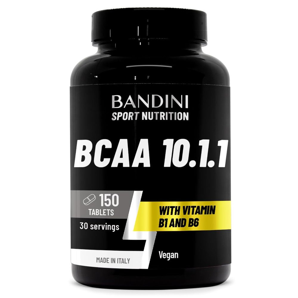 Bandini BCAA 10.1.1 150 Tablets - Branched Chain Amino Acids 10:1:1 - Leucine, Isoleucine, Valine with Vitamin B1, B6-100% Vegan Lactose Free Aminoacids - Powerful Pre and Post Workout Supplement