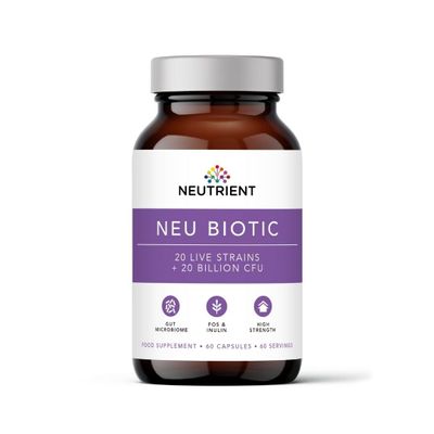 Neutrient Neu Biotic Probiotic Gut Health Supplements  20 Billion High Strength Friendly Bacteria  60 Capsules