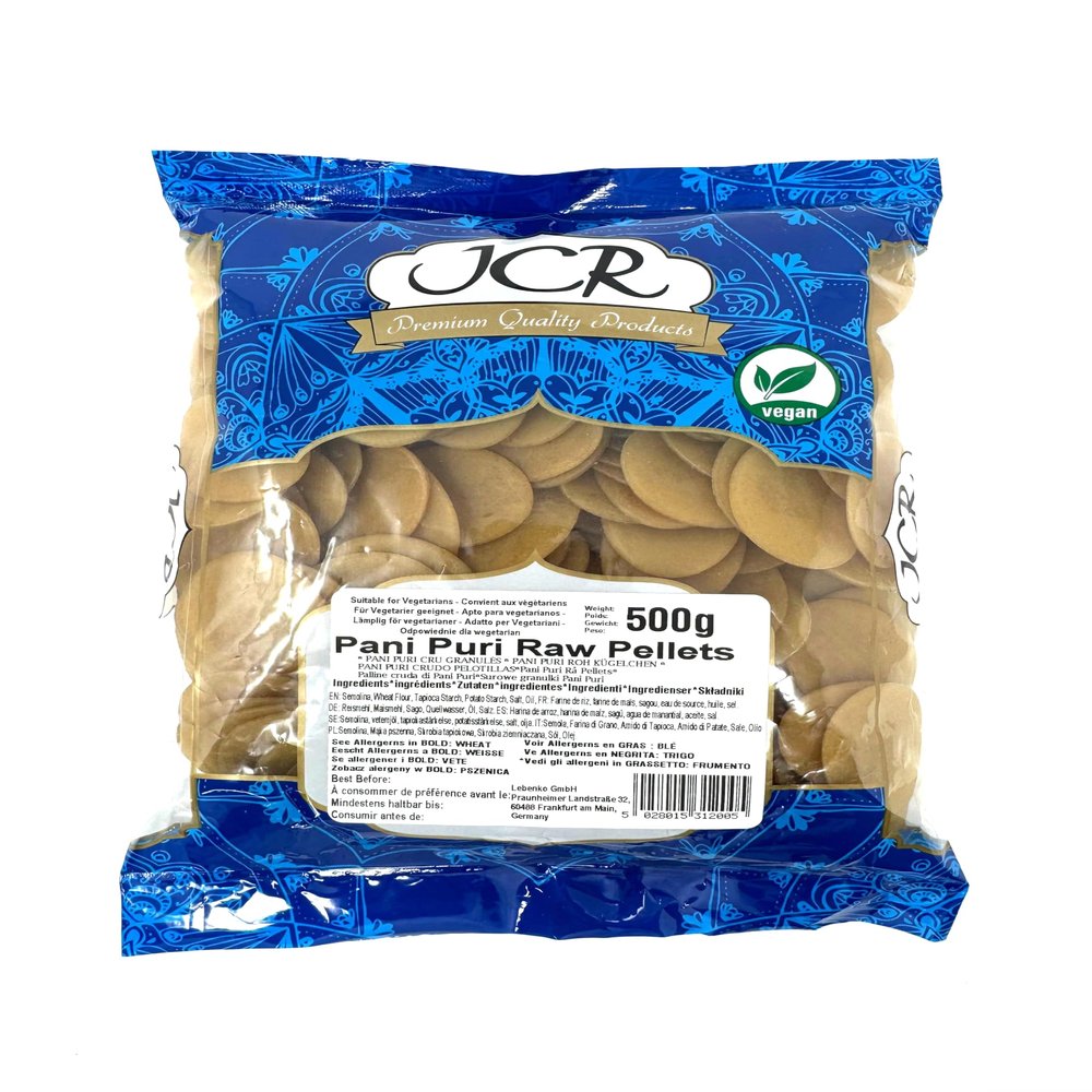 JCR Pani Puri Raw Pellets, Gol Gappa 500g Fry, Air Fry or Microwave