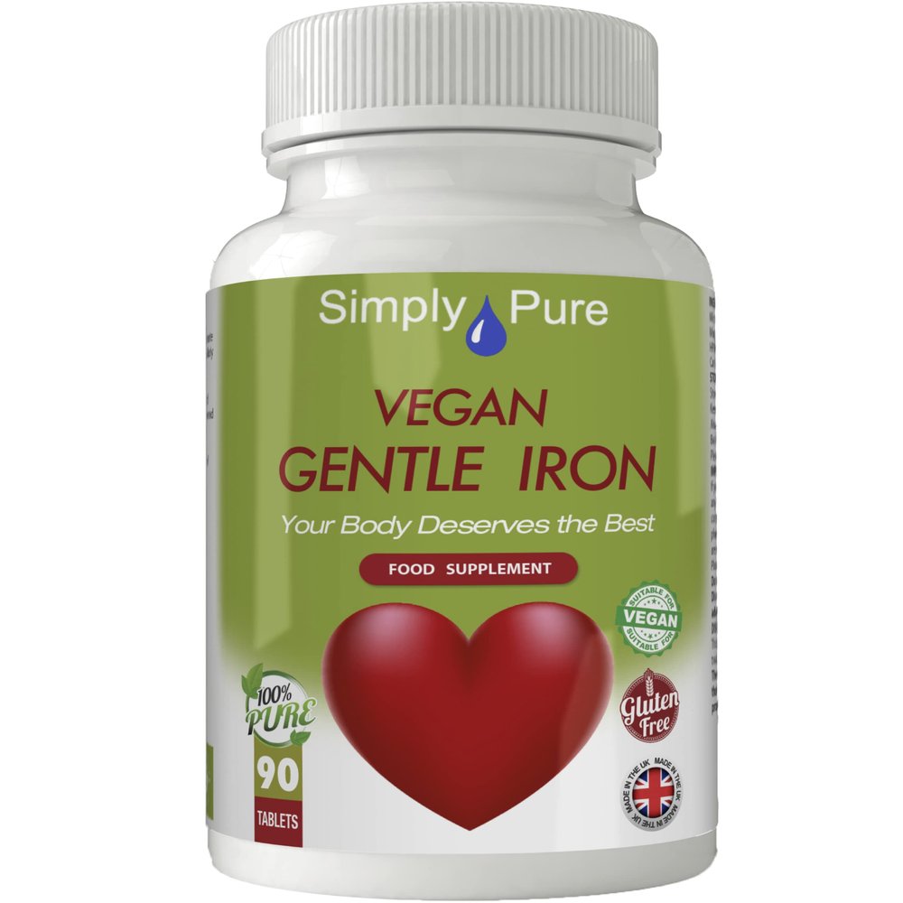 Simply Pure Gentle Iron | Ferrous Bisglycinate 14mg Tablets x 90 | Easily Absorbed & Gentle on The Stomach | Gluten Free | GM Free | Vegan