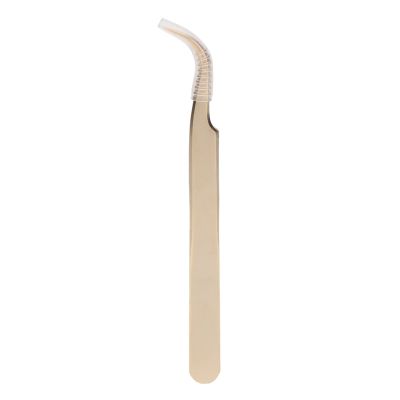 Lash Extension Tweezer, Stainless Steel Eyelash Tweezer for Nail Pearl Golden (Curved Tweezers)