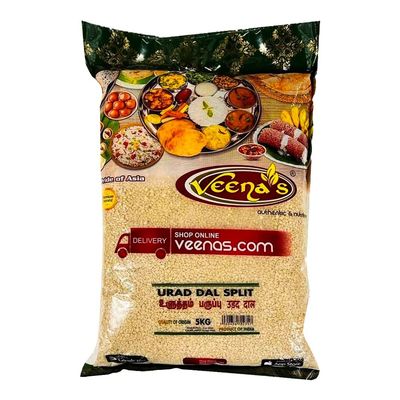 Veenas Urid Dall Split 5KG | Urid dal Split | Urad dal | Urad Split Dal | High Fibre | High Protein | Natural | Indian Origin | Gluten Friendly | 5KG