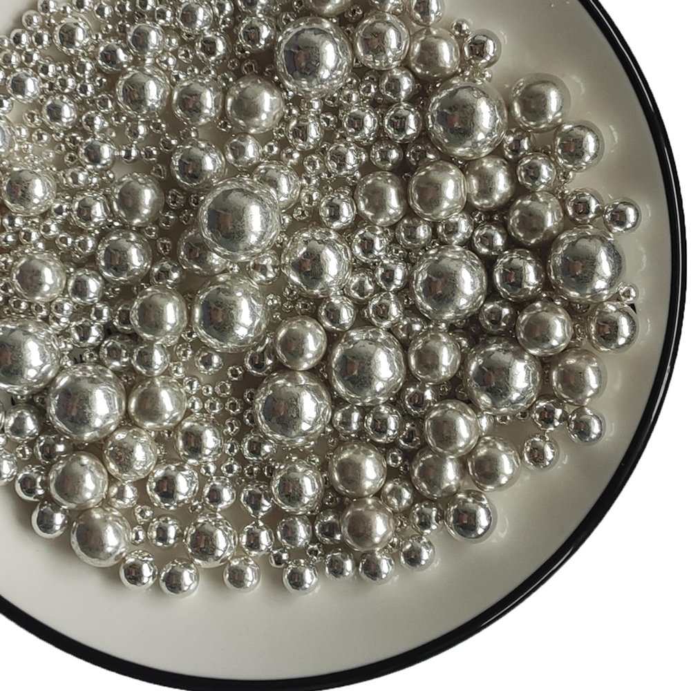 120g/ 4.2oz Sugar Silver Pearl Sprinkles Candy Pearls Cake Decoration Cupcake Toppers Cookie Decorations for Wedding Birthday Halloween Thanksgiving Christmas Christening