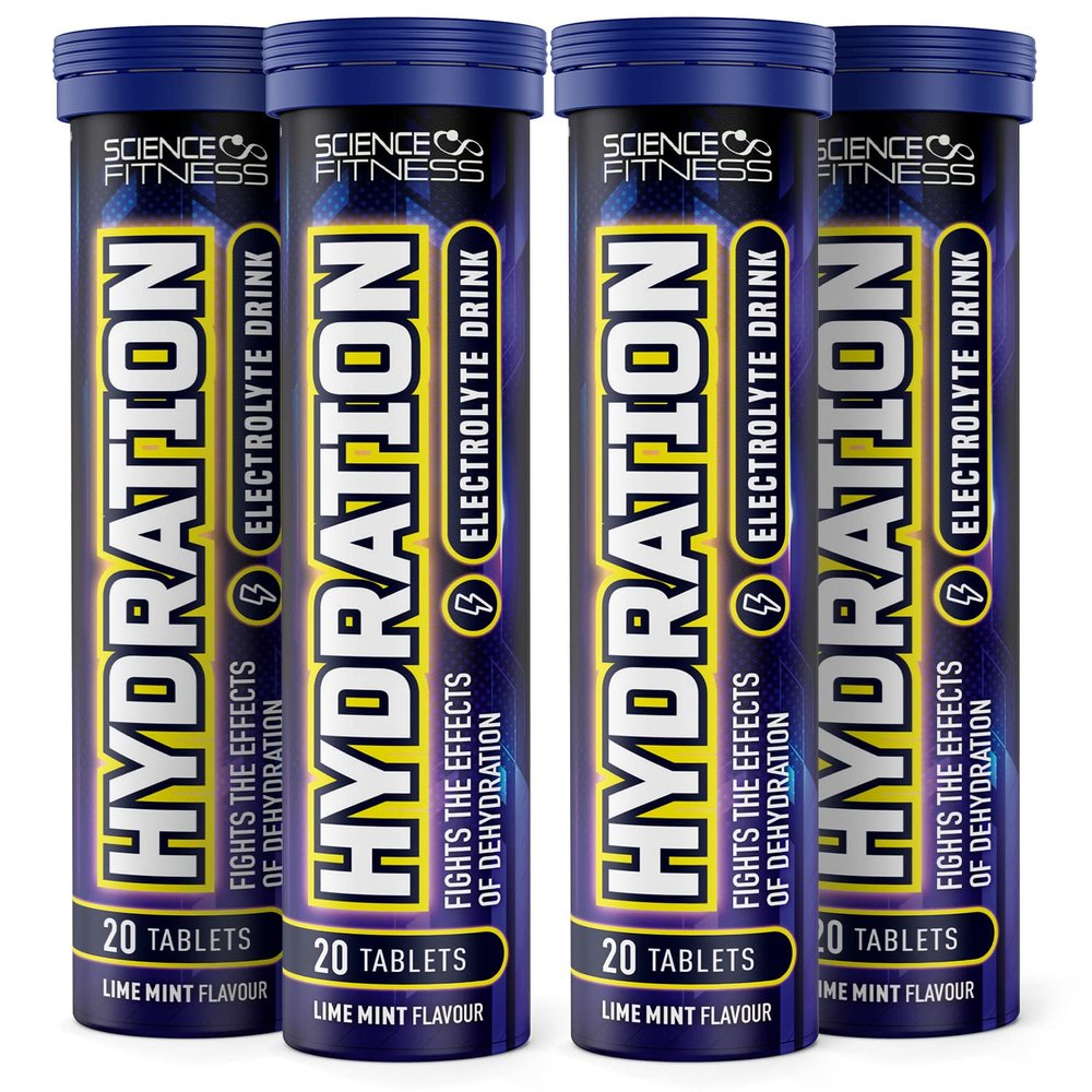 Hydration Tablets with Electrolytes by Science Fitness | 80 Rehydration Effervescent with Electrolytes & Added Vitamins| Refreshing Mint Lime Drink Full of Minerals | 20 Tablets (4 Tubes)