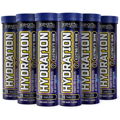 Hydration Tablets with Electrolytes by Science Fitness| Rehydration Effervescent with Electrolytes & Added Vitamins - 20 Tablets (6 Tubes)