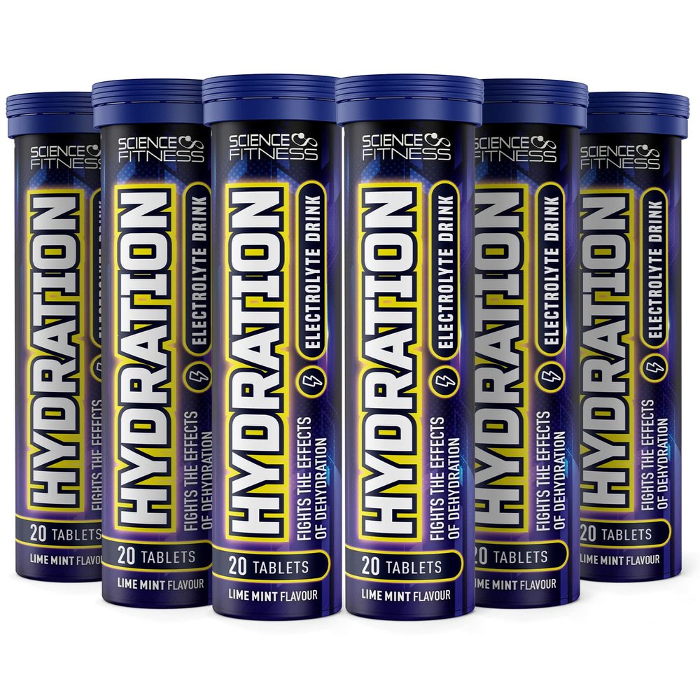 Hydration Tablets with Electrolytes by Science Fitness| Rehydration Effervescent with Electrolytes & Added Vitamins - 20 Tablets (6 Tubes)